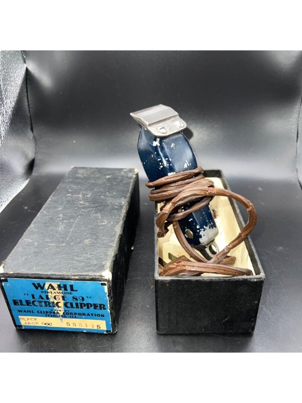 Wahl Large 89 VTG Electric Clipper Original Box Model 000 Blue & Silver untested